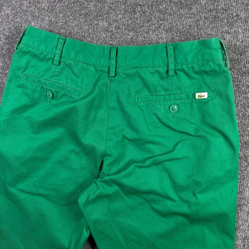 Lacoste Chino Pants Mens 32 Green Regular Fit Cotton Twill Straight Leg Trousers